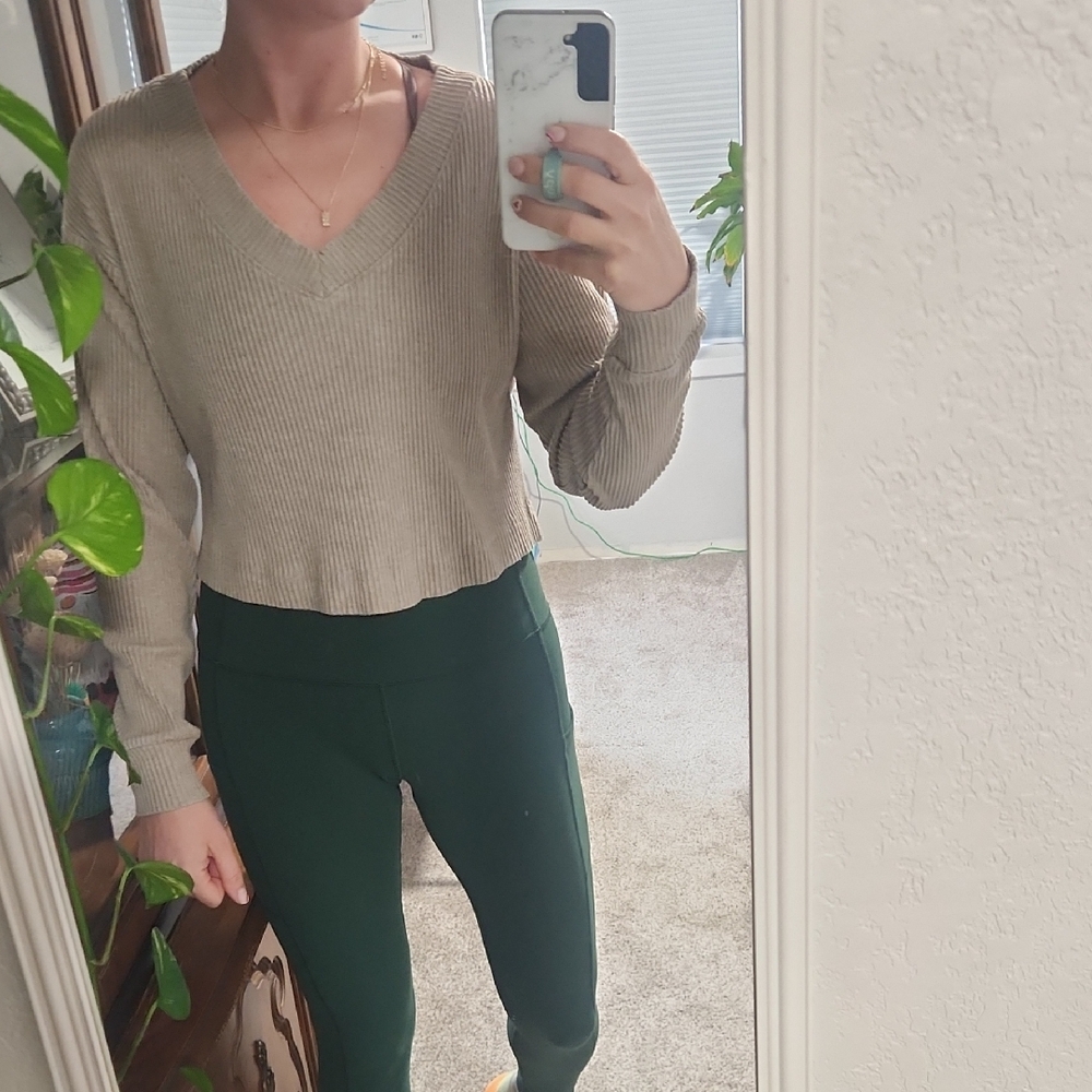Beige V-Neck ALO Sweater